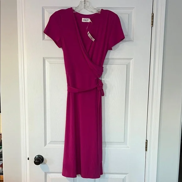 Eliza J Pink Midi Wrap Dress - Picture 1 of 9